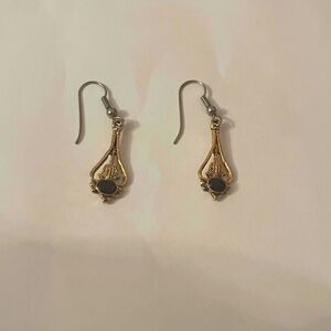Elegant Gold and Black Drop Earrings